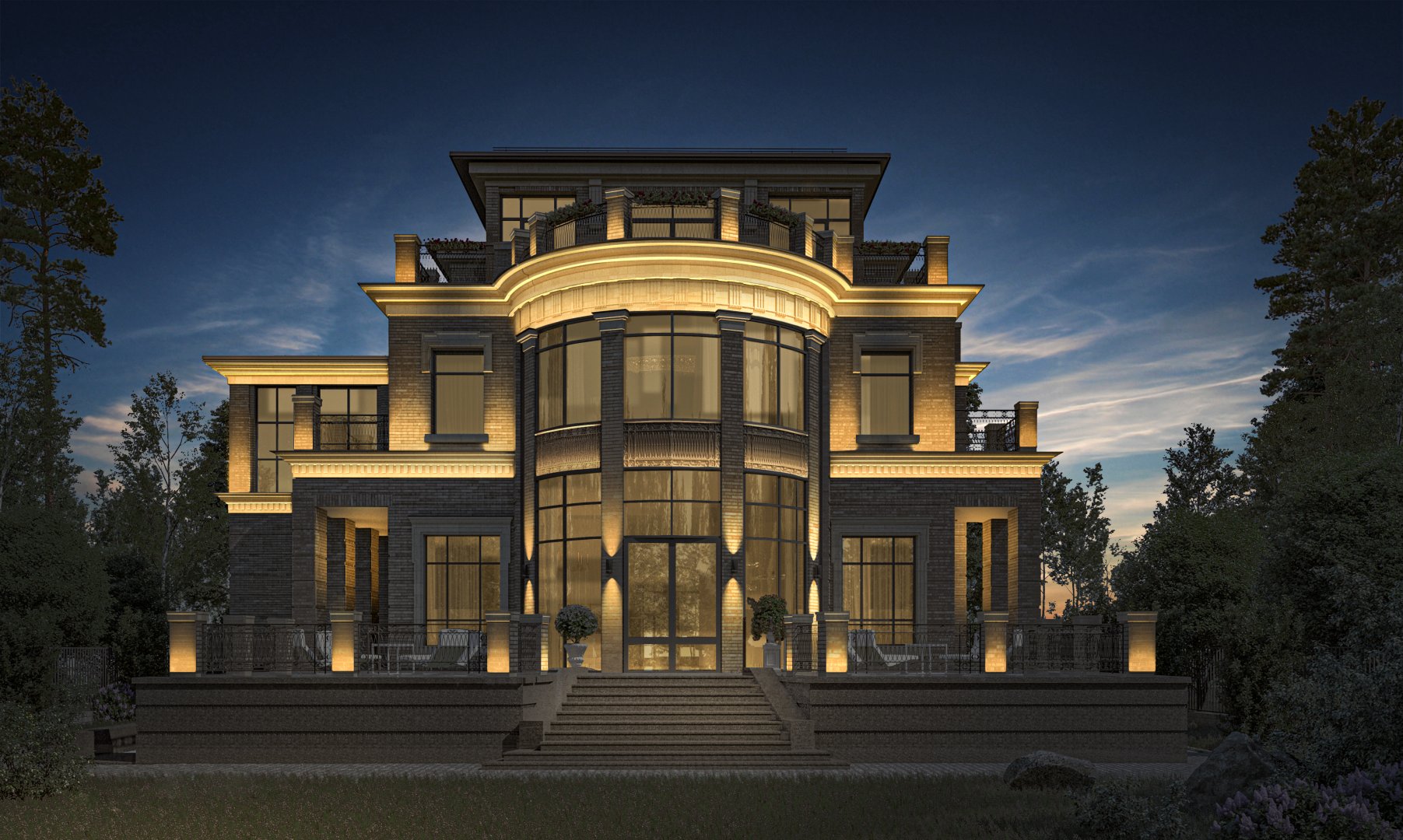 Проект наружного освещения - пример визуализации от компании Svet Expert